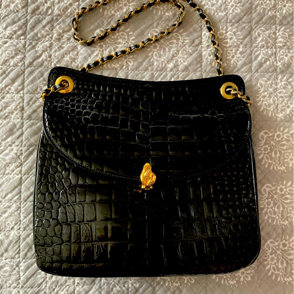 Lady’s Vintage Black Patent Leather Purse